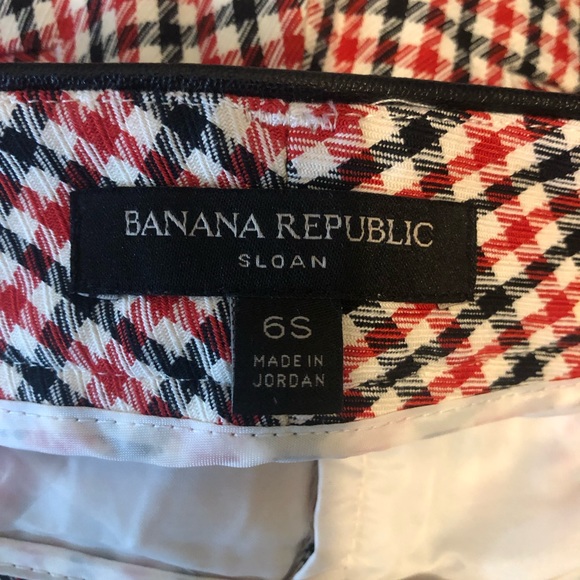 Banana Republic Sloan Red Black Houndstooth Plaid Ankle WOMEN'S Pants Size 6S - Picture 8 of 9